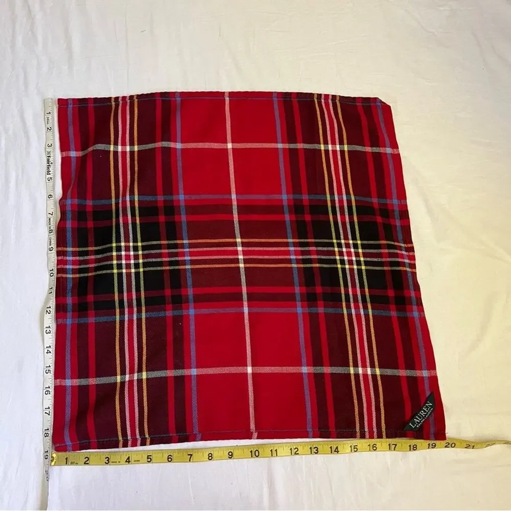 Ralph Lauren 100% Cotton Red Plaid Napkins (Set of 2) Preppy Holiday